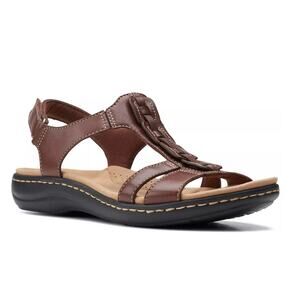 Clarks Laurieann Kay Sandals Womens Size 9M Brown T Strap Slingback Adjustable